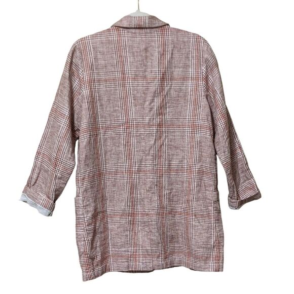 NWT J. JILL Harper Henna plaid relaxed linen boyfriend blazer SP - Picture 2 of 11